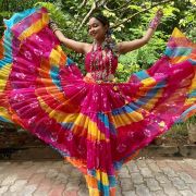 Chiffon Multicolour & Pink Chania Choli