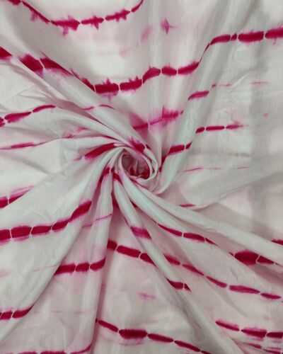 Hot Pink Tie Dye Shibori On Pure Modal Muslin Fabric