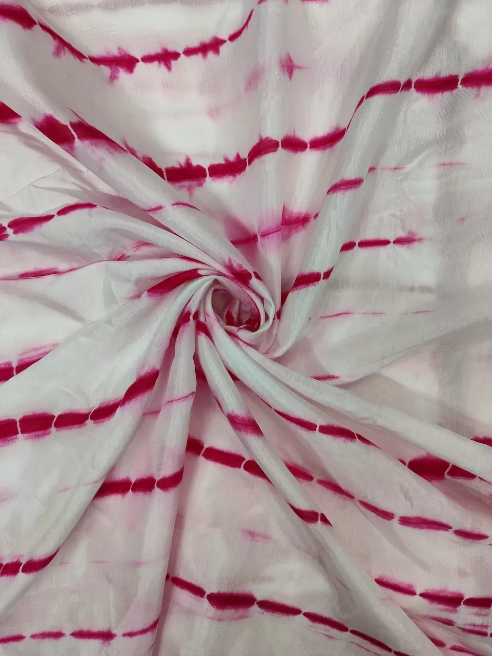Hot Pink Tie Dye Shibori On Pure Modal Muslin Fabric