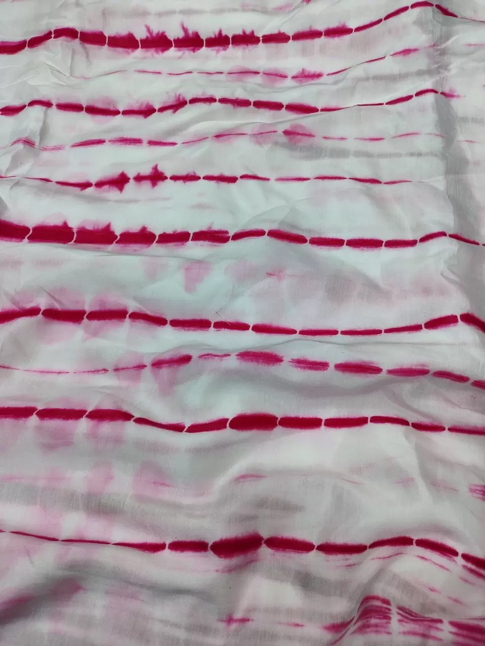 Hot Pink Tie Dye Shibori On Pure Modal Muslin Fabric