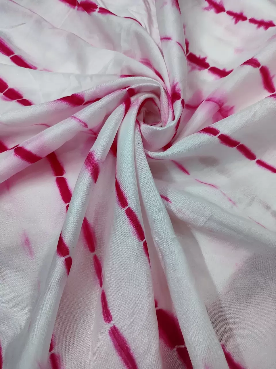 Hot Pink Tie Dye Shibori On Pure Modal Muslin Fabric