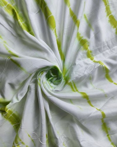 Lime Green Tie Dye Shibori On Pure Modal Muslin Fabric