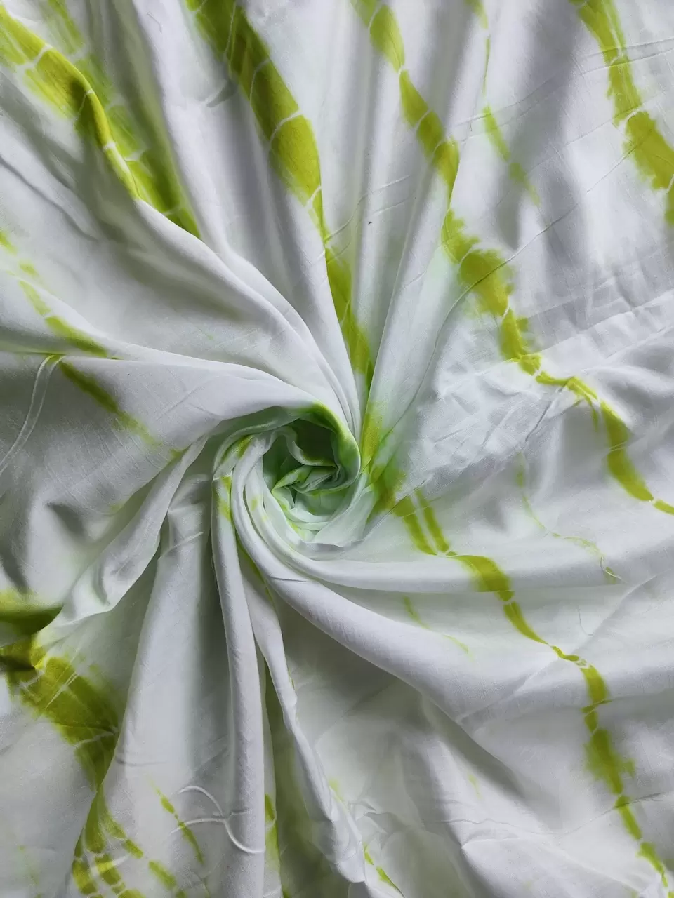 Lime Green Tie Dye Shibori On Pure Modal Muslin Fabric