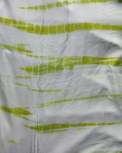 Lime Green Tie Dye Shibori On Pure Modal Muslin Fabric