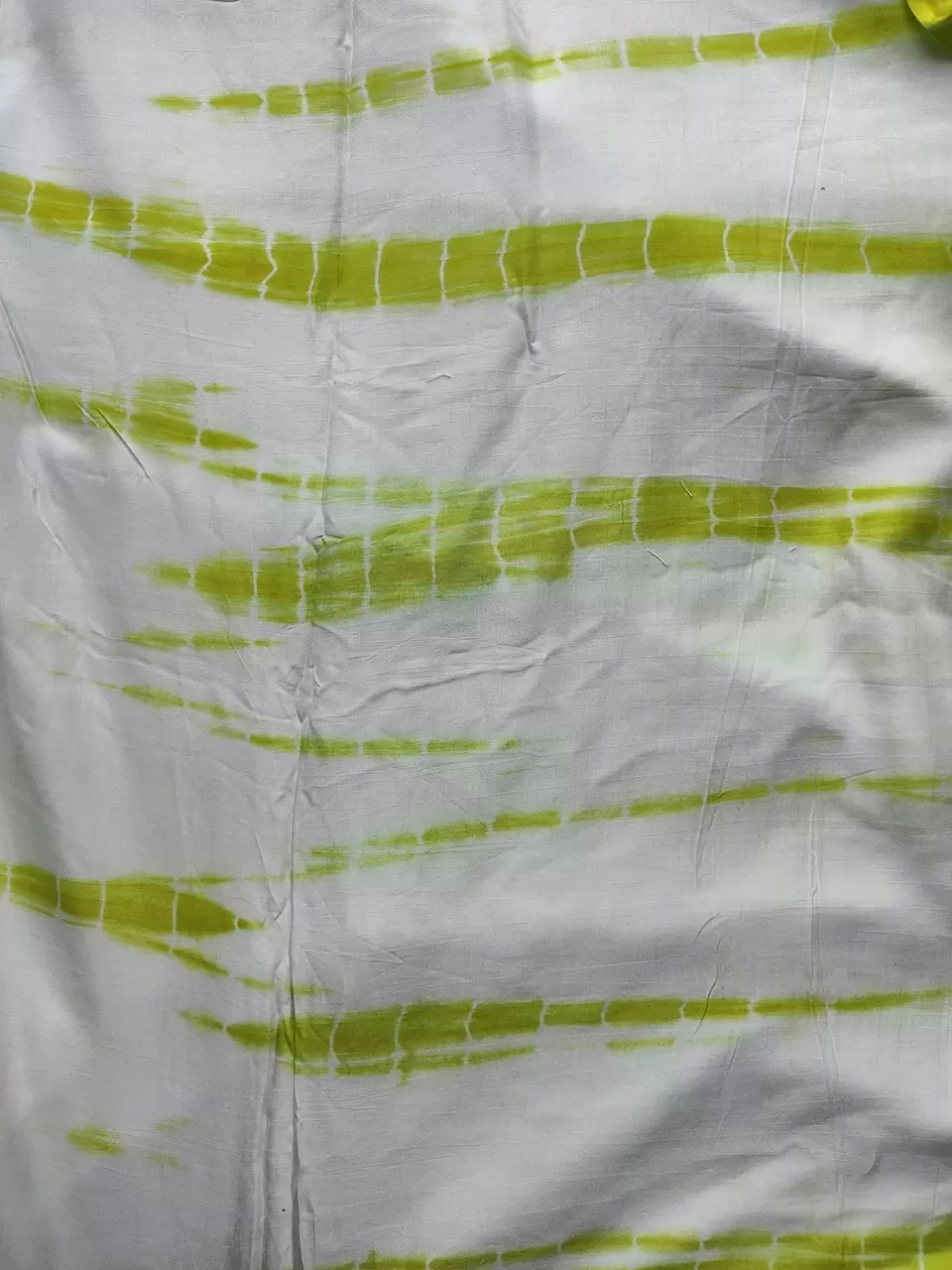 Lime Green Tie Dye Shibori On Pure Modal Muslin Fabric