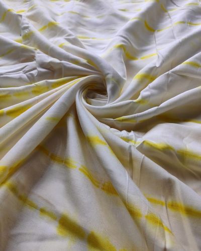 Yellow Tie Dye Shibori On Pure Modal Muslin Fabric