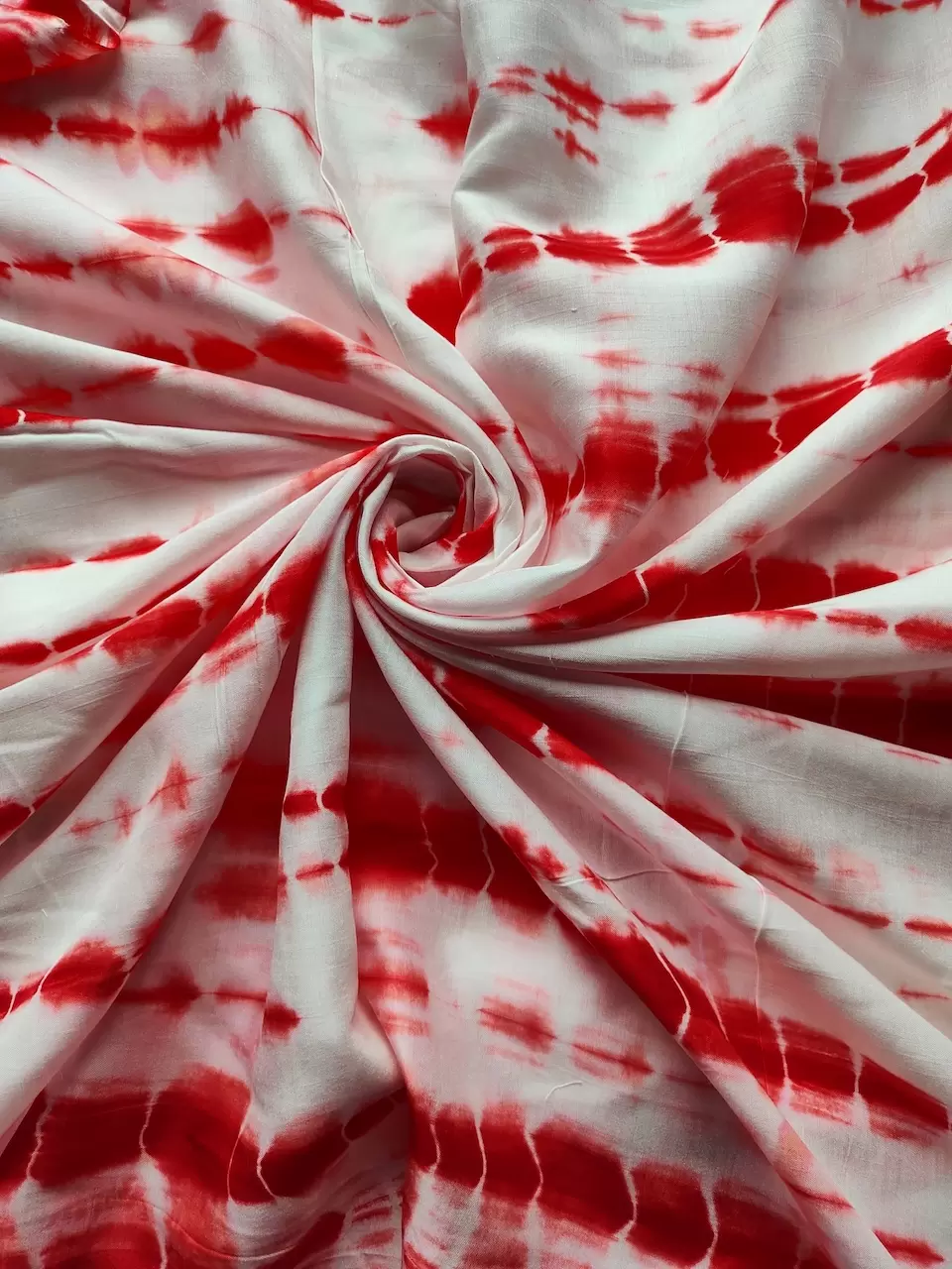 Red Tie Dye Shibori On Pure Modal Muslin Fabric