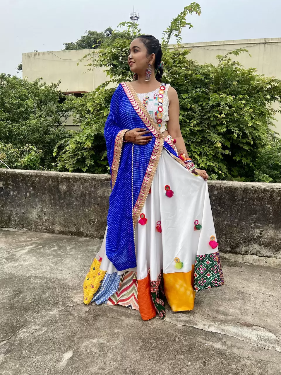 White Multi Designer Chaniya Choli For Navratri