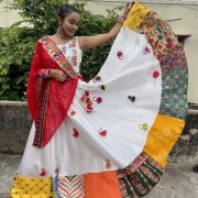 White Multi Designer Chaniya Choli For Navratri