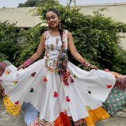 White Multi Designer Chaniya Choli For Navratri