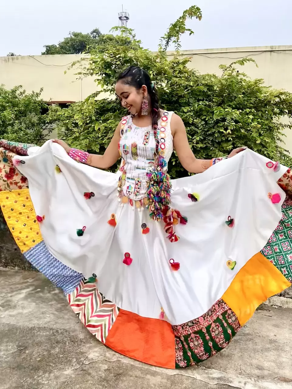 White Multi Designer Chaniya Choli For Navratri