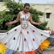 White Multi Designer Chaniya Choli For Navratri