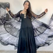 Black & White Flared Chiffon Shrug