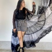 Black & White Flared Chiffon Shrug