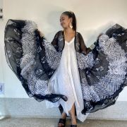 Black & White Flared Chiffon Shrug