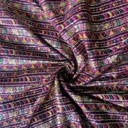 Multicolour Stripe Pattern Thread & Sequin Embroidery On Wine Georgette Fabric