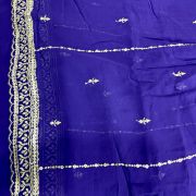 Dupatta - Gold Sequin Embroidery On Purple Georgette Fabric