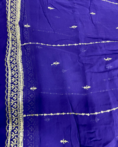 Dupatta – Gold Sequin Embroidery On Purple Georgette Fabric