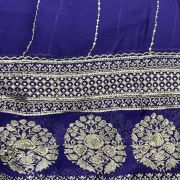 Gold Sequin Embroidery With Heavy Border On Purple Georgette Fabric