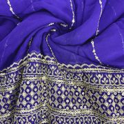 Gold Sequin Embroidery With Heavy Border On Purple Georgette Fabric