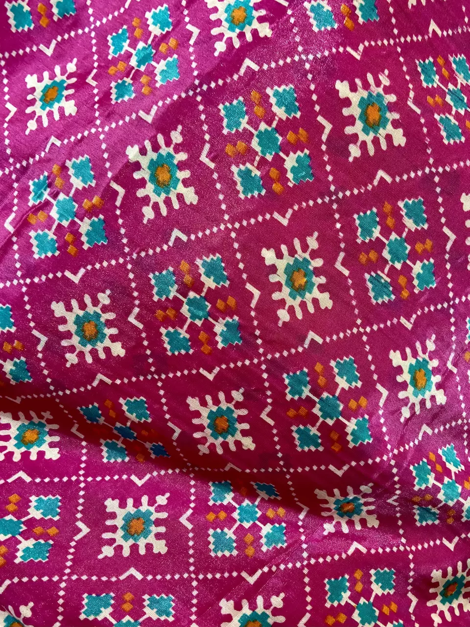 Patola Printed Chinnon Crush Fabric – Pink
