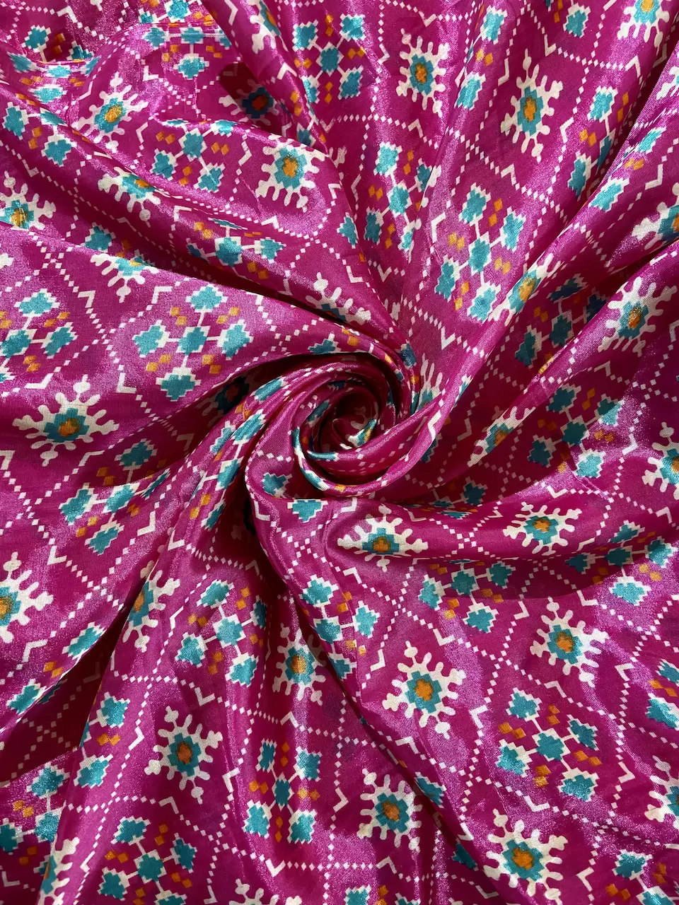 Patola Printed Chinnon Crush Fabric – Pink