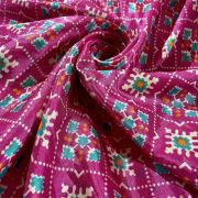 Patola Printed Chinnon Crush Fabric – Pink