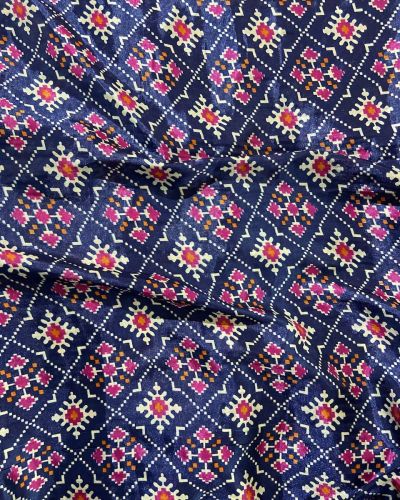 Patola Printed Chinnon Crush Fabric – Blue