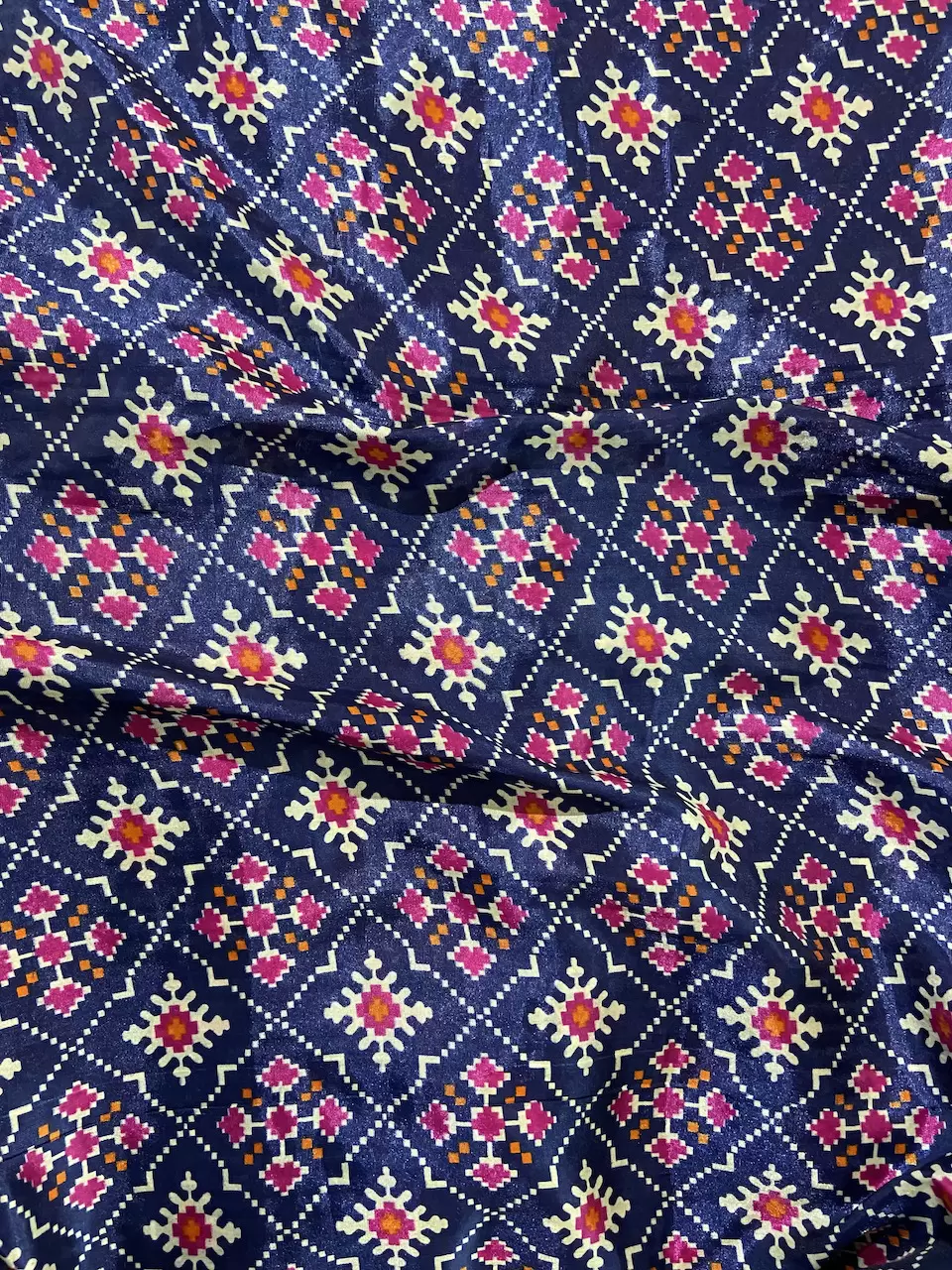 Patola Printed Chinnon Crush Fabric – Blue