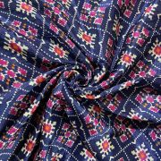 Patola Printed Chinnon Crush Fabric - Blue