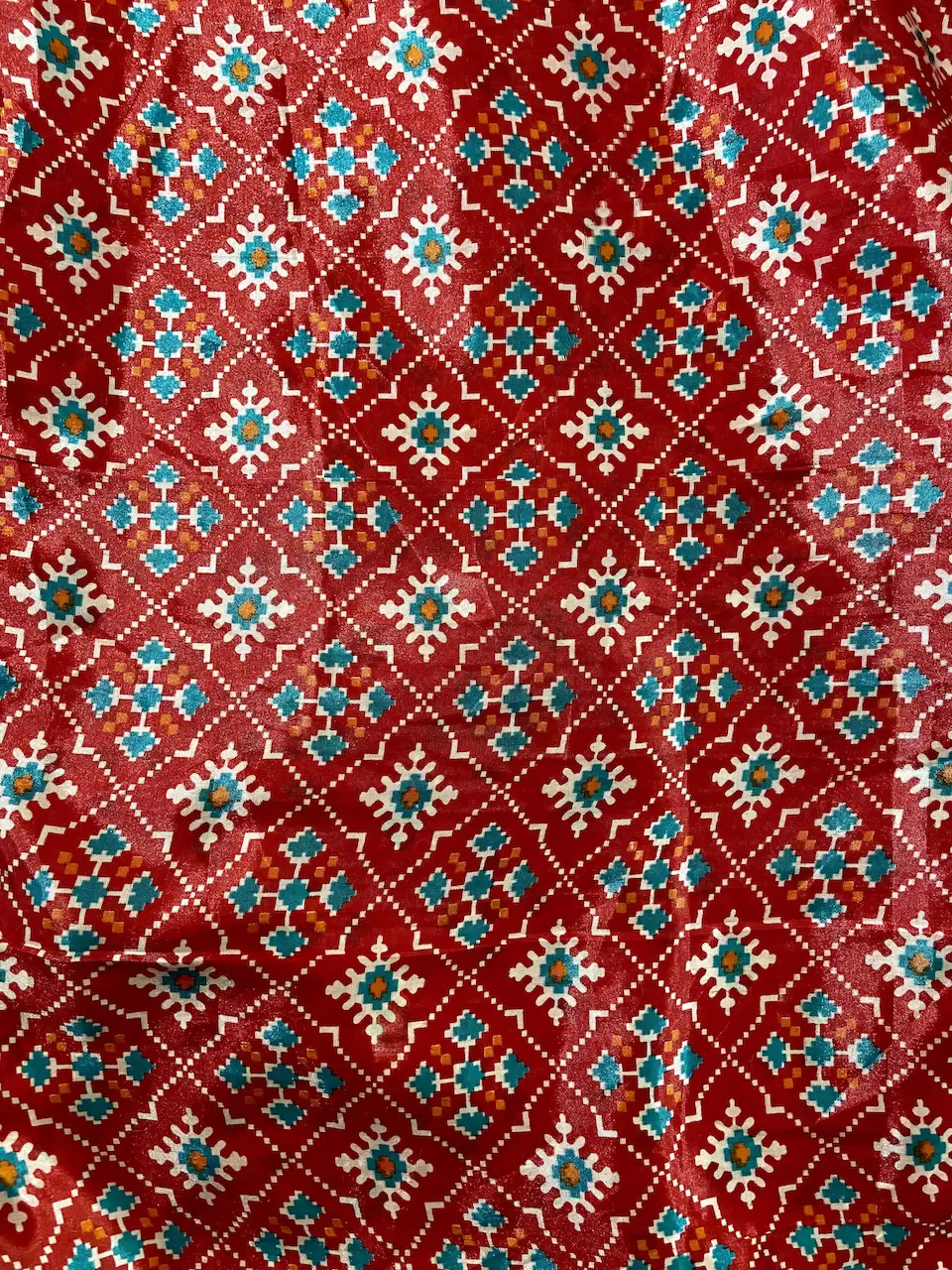 Patola Printed Chinnon Crush Fabric – Red
