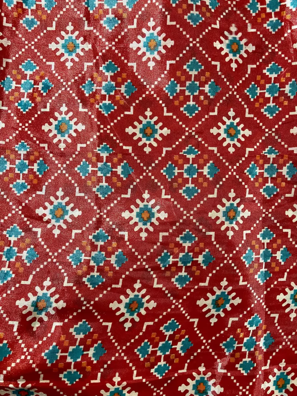 Patola Printed Chinnon Crush Fabric – Red