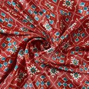 Patola Printed Chinnon Crush Fabric - Red