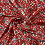 Patola Printed Chinnon Crush Fabric – Red