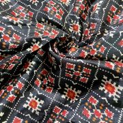 Patola Printed Chinnon Crush Fabric – Black