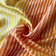 Orange Yellow Multi Leheriya Print On Chinnon Fabric