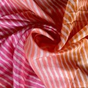 Pink Orange Peach Multi Leheriya Print On Chinnon Fabric