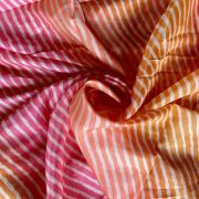 Pink Orange Peach Multi Leheriya Print On Chinnon Fabric