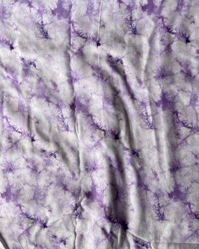 Abstract Shibori Printed On Lavender Pure Muslin Fabric