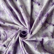 Abstract Shibori Printed On Lavender Pure Muslin Fabric