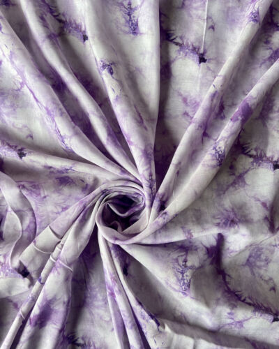 Abstract Shibori Printed On Lavender Pure Muslin Fabric