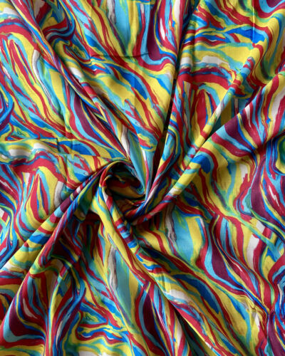 Multicolour Abstract Printed Pure Muslin Silk Fabric