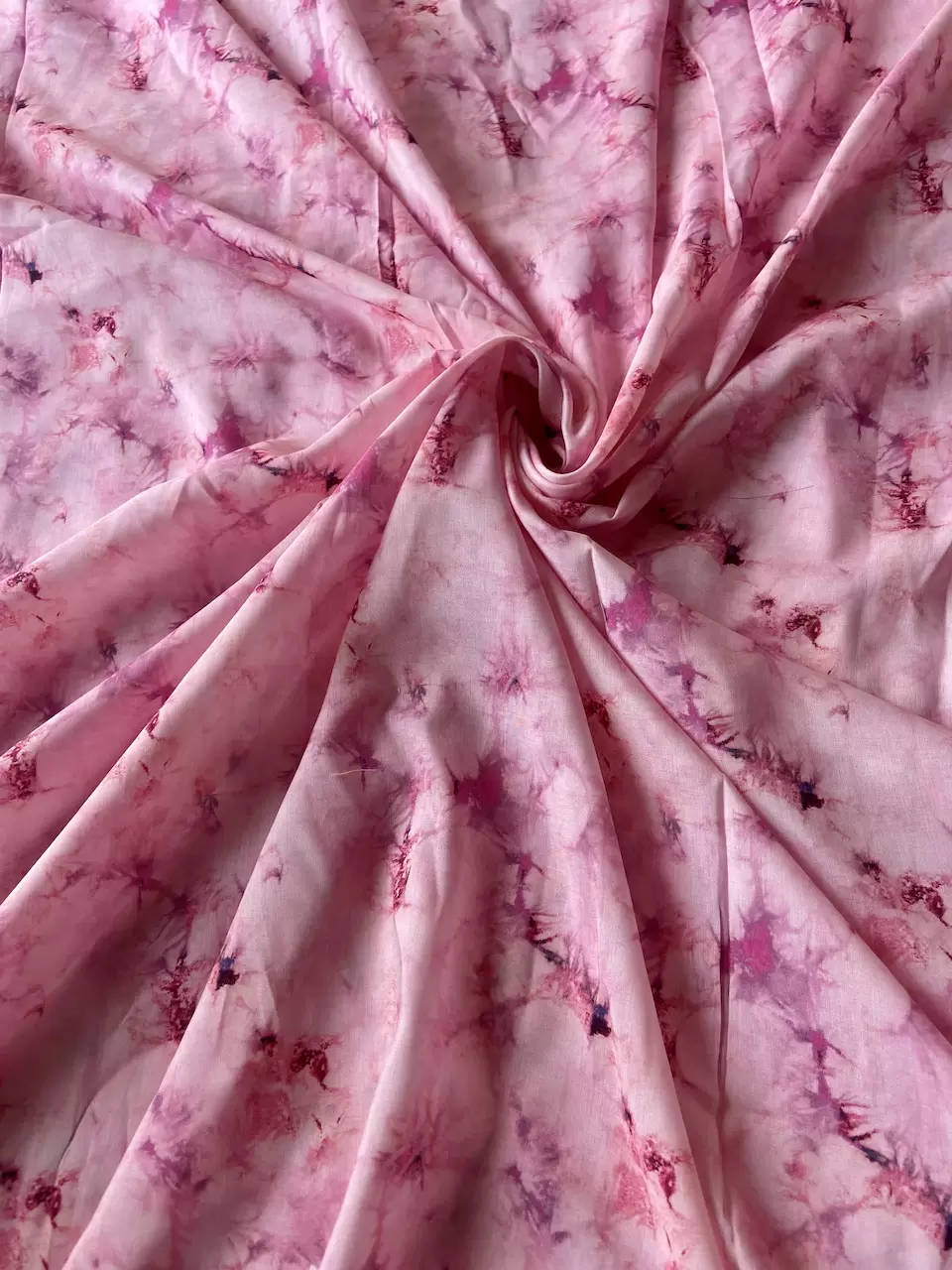 Abstract Shibori Printed On Baby Pink Pure Muslin Fabric