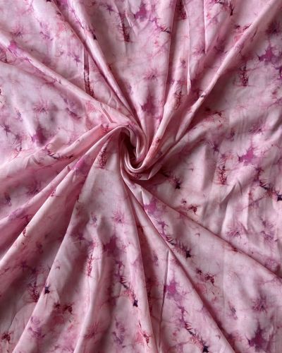 Abstract Shibori Printed On Baby Pink Pure Muslin Fabric