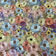 Multicolour Flower Applique On Big Width Net Fabric