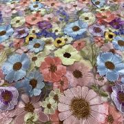 Multicolour Flower Applique On Big Width Net Fabric