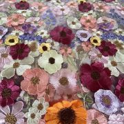 Multicolour Flower Applique On Big Width Net Fabric