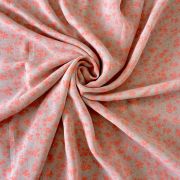 Neon Orange Floral Print On Ivory White Georgette Fabric