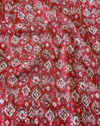 Floral Design Printed On Red Georgette Fabric