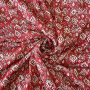 Floral Design Printed On Red Georgette Fabric